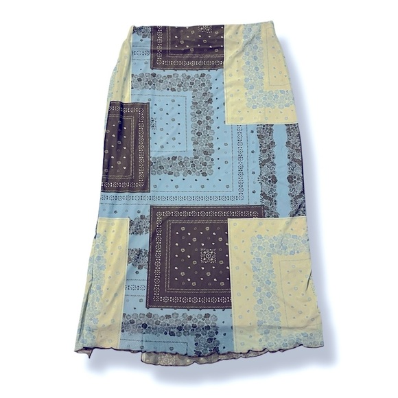 Urban Outfitters Frankie Mesh Midi Skirt Retro Patchwork Cottage Core SZ Large - Picture 7 of 9